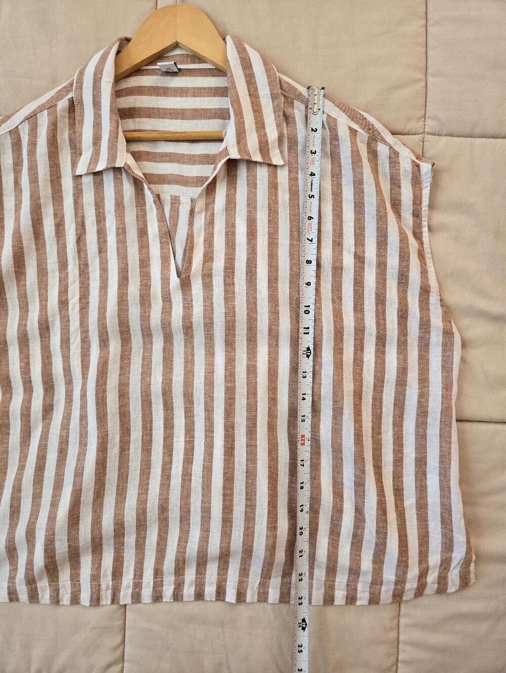 Old Navy Tan & White Striped Linen-blend Tunic XL - Picture 6 of 6